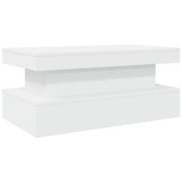 Berkfield Home Modern Coffee Table with LED Lights White 90x50x40 cm - Size: 90 x 50 x 40 cm - thumbnail 1