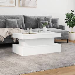 Berkfield Home Modern Coffee Table with LED Lights White 90x50x40 cm - Size: 90 x 50 x 40 cm - thumbnail 4