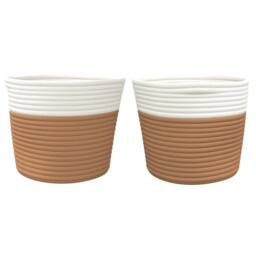 Berkfield Home Storage Baskets 2 pcs Brown & White √ò24x18 cm Cotton - Size: 24x18 cm - thumbnail 4