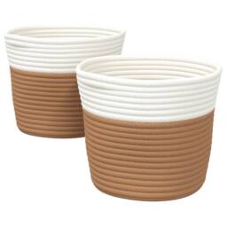 Berkfield Home Storage Baskets 2 pcs Brown & White √ò24x18 cm Cotton - Size: 24x18 cm