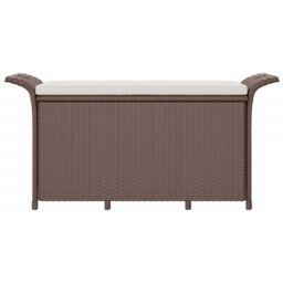 Berkfield Home Garden Bench with Cushion Brown 116x46x57 cm Poly Rattan - Size: 116 x 46 x 57 cm - thumbnail 3