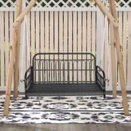 Costway 2-Person Patio Wicker Swing Chair Hanging Outdoor Swing Bench w/Cushions - thumbnail 2