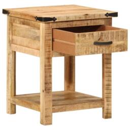 Berkfield Home Bedside Cabinet 40x40x50 cm Solid Wood Mango in Brown - Size: 40 x 40 x 50 cm - thumbnail 1