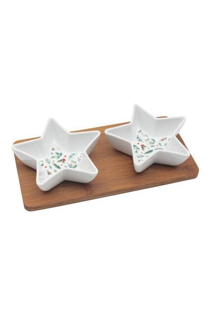 KDMD Star Dishes with Bamboo Tray White - image 1