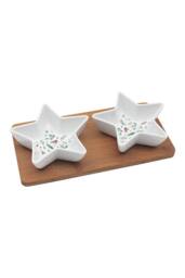 KDMD Star Dishes with Bamboo Tray White - thumbnail 1