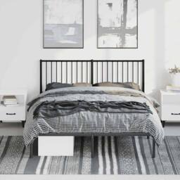 Berkfield Home Metal Bed Frame with Headboard Black 150x200 cm King Size - thumbnail 4