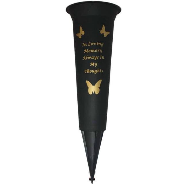 David Fischhoff Memorial Grave Plastic Spike Vase - Always In Thoughts in Black - image 1