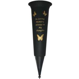 David Fischhoff Memorial Grave Plastic Spike Vase - Always In Thoughts in Black - thumbnail 1