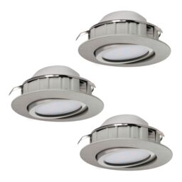Loops 3 PACK Flush Ceiling Downlight Satin Nickel Plastic 6W Built in LED in Metallics - thumbnail 1