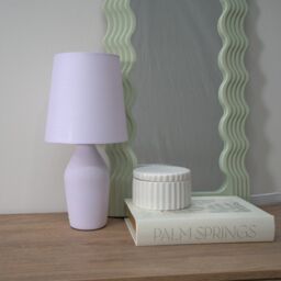 ValueLights Arlo Compact Ceramic Table Lamp with Fabric Shade in Lilac - thumbnail 3