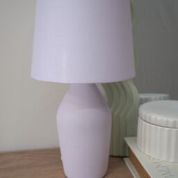 ValueLights Arlo Compact Ceramic Table Lamp with Fabric Shade in Lilac - thumbnail 4