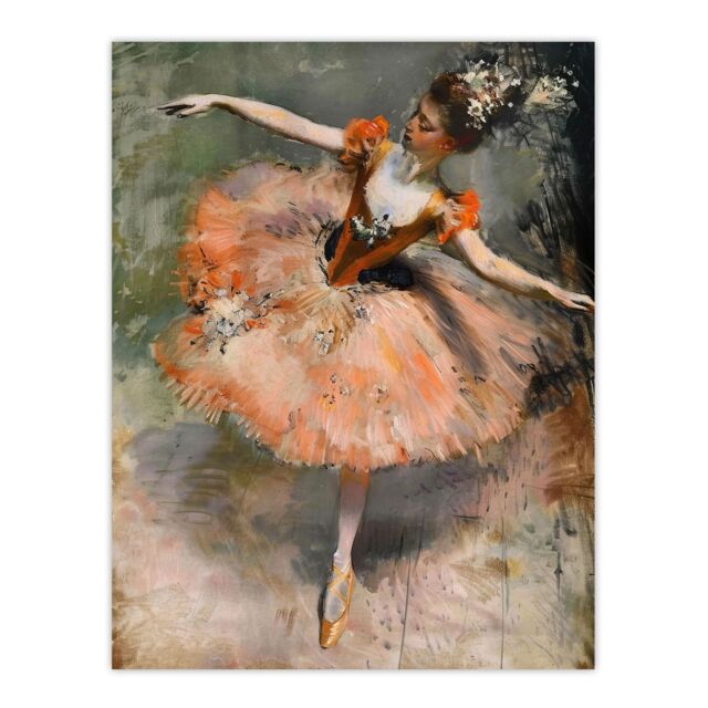 "Artery8 Ballerina Arabesque Pose Edgar Degas Inspired Wall Art Print in Pink - Size: W18"" x H24""" - image 1