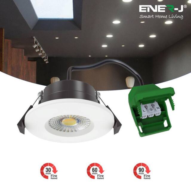 ENER-J Pack of 4 7W Dimmable CCT Changeable Fireproof Downlight IP65 Dimmable in Black - image 1