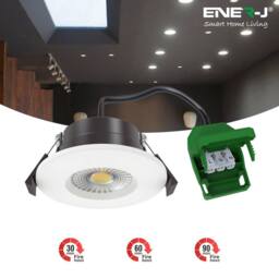 ENER-J Pack of 4 7W Dimmable CCT Changeable Fireproof Downlight IP65 Dimmable in Black - thumbnail 1