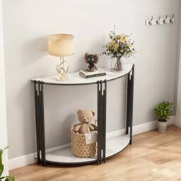 KORVIXA Half-Round Entryway Console Table in White - Size: 0.6m2