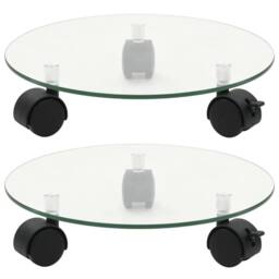 Berkfield Home Plant Rollers 2 pcs Tempered Glass 28 cm Round - thumbnail 2
