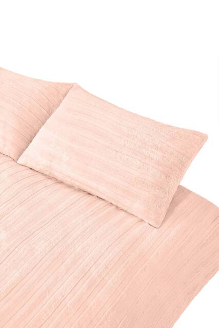 Living and Home Cozy Ultra Soft Textured Duvet Cover Set in Pink - Size: Single - image 1