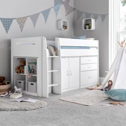 Bedmaster Lacy Storage Mid Sleeper Bed in White - Size: Single - thumbnail 1
