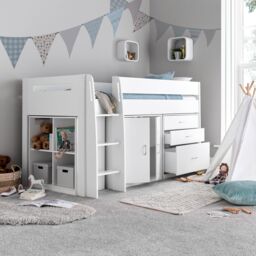 Bedmaster Lacy Storage Mid Sleeper Bed in White - Size: Single - thumbnail 2