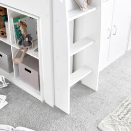 Bedmaster Lacy Storage Mid Sleeper Bed in White - Size: Single - thumbnail 5