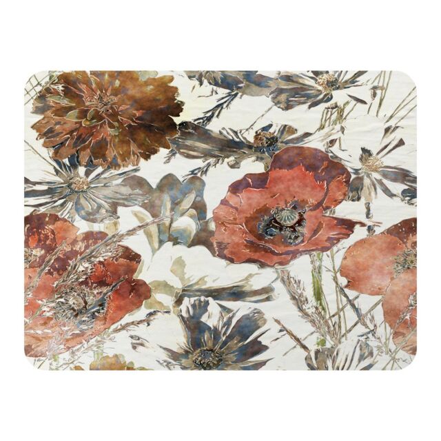 Benjamin Tate Design Watercolour Flower Print Blanket in Natural - Size: 120 cm x 150 cm - image 1