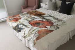 Benjamin Tate Design Watercolour Flower Print Blanket in Natural - Size: 120 cm x 150 cm - thumbnail 3