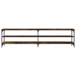Berkfield Home TV Cabinet Smoked Oak 200x30x50 cm Engineered Wood & Metal in Brown - Size: 200 x 30 x 50 cm - thumbnail 5