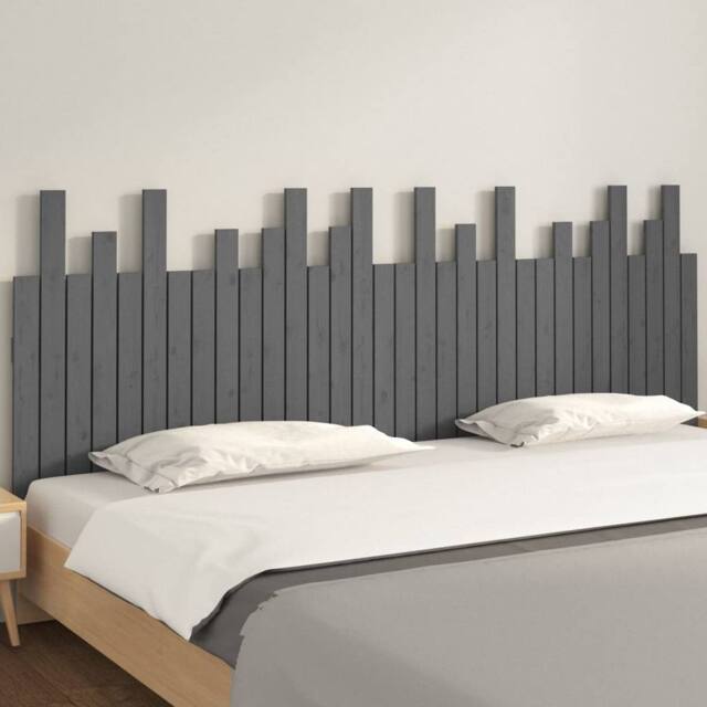 Berkfield Home Wall Headboard Grey 204x3x80 cm Solid Wood Pine - Size: 204 x 3 x 80 cm - image 1