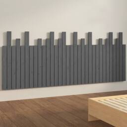 Berkfield Home Wall Headboard Grey 204x3x80 cm Solid Wood Pine - Size: 204 x 3 x 80 cm - thumbnail 4