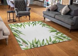 Benjamin Tate Design Leaves Border Designer Rug in Natural - Size: Large - thumbnail 2
