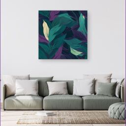Warren Reed - Designer Green Purple Tropical Leaves Canvas - Size: w10 inch x h10 inch - thumbnail 4