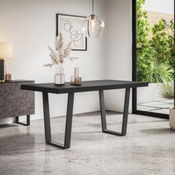 More4Homes Aria Dining Table & Chairs - Black Table Top w Black Legs + Maya Boucle Dining Chair Set Of 4 in Ivory - thumbnail 2