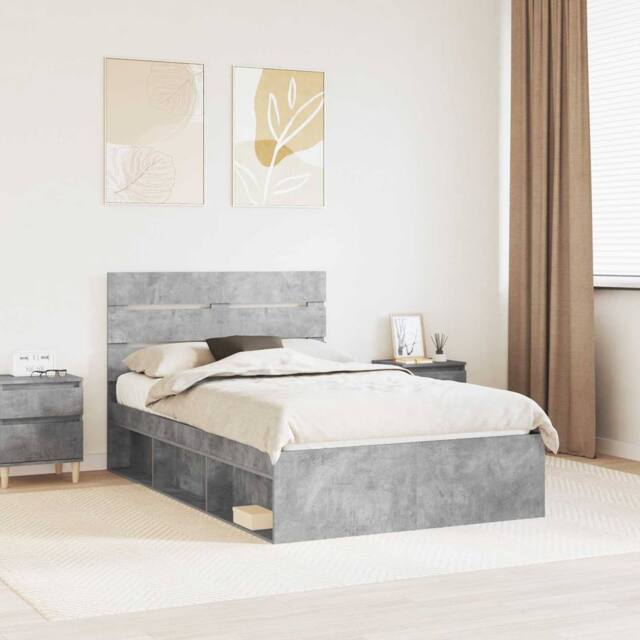 Berkfield Home Bed Frame with Headboard Concerte 120 x 190 cm Solid Pine Wood in Grey - image 1