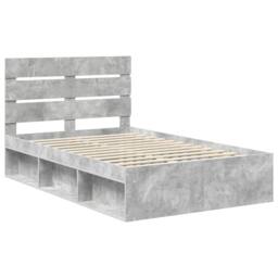 Berkfield Home Bed Frame with Headboard Concerte 120 x 190 cm Solid Pine Wood in Grey - thumbnail 4