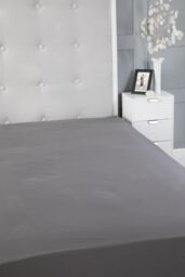 Snug City Fitted Sheet Polycotton Plain Dyed Extra Deep 25cm Bed Linen in Light Grey - Size: Double - thumbnail 3