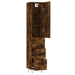 Berkfield Home Highboard Smoked Oak 34.5x34x180 cm Engineered Wood in Brown - thumbnail 4