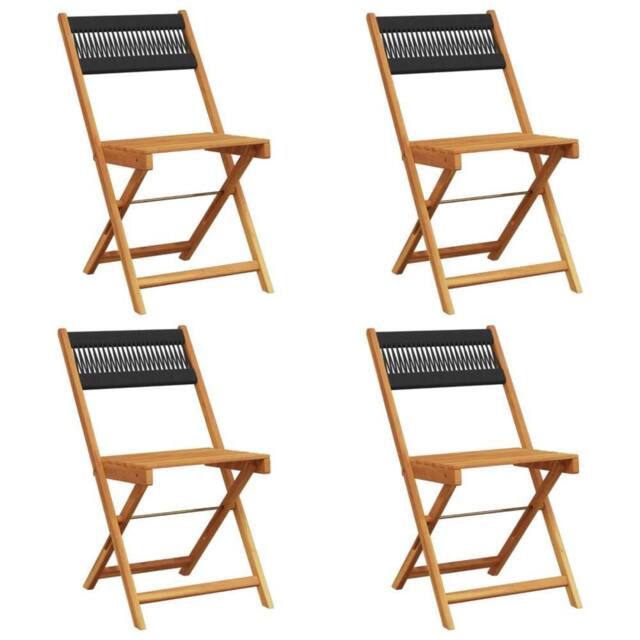 Berkfield Home Folding Garden Chairs 4 pcs Black Solid Wood Acacia in Natural - image 1