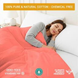Pamposh Egyptian Cotton Duvet Cover Set Reversible Bedding Sets in Coral - Size: Single - thumbnail 4