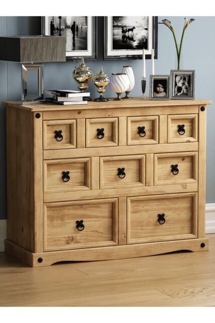 Home Discount Vida Designs Corona 4+3+2 Solid Wood Drawer Merchant Chest Storage Bedroom Furniture in Brown - image 1