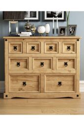 Home Discount Vida Designs Corona 4+3+2 Solid Wood Drawer Merchant Chest Storage Bedroom Furniture in Brown - thumbnail 3