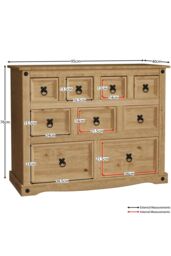Home Discount Vida Designs Corona 4+3+2 Solid Wood Drawer Merchant Chest Storage Bedroom Furniture in Brown - thumbnail 2
