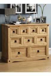 Home Discount Vida Designs Corona 4+3+2 Solid Wood Drawer Merchant Chest Storage Bedroom Furniture in Brown - thumbnail 1