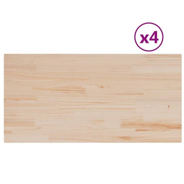 Berkfield Home Table Tops 4 pcs 100x50x2.5 cm Rectangular Solid Wood Pine in Natural - image 1