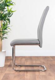 FurnitureboxUK Atlanta Modern Rectangle Chrome Metal High Gloss White Dining Table & 6 Lorenzo Chairs Set in Grey - thumbnail 5