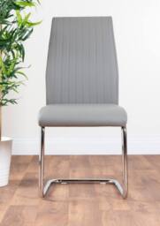 FurnitureboxUK Atlanta Modern Rectangle Chrome Metal High Gloss White Dining Table & 6 Lorenzo Chairs Set in Grey - thumbnail 4