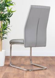 FurnitureboxUK Atlanta Modern Rectangle Chrome Metal High Gloss White Dining Table & 6 Lorenzo Chairs Set in Grey - thumbnail 6
