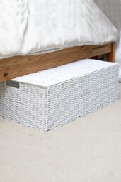Arpan Resin Woven Under Bed Storage Box, Chest Shelf Toy Clothes Basket With Lid L in White - Size: Large - thumbnail 2