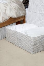 Arpan Resin Woven Under Bed Storage Box, Chest Shelf Toy Clothes Basket With Lid L in White - Size: Large - thumbnail 3