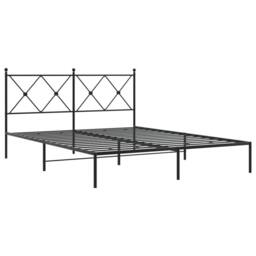Berkfield Home Metal Bed Frame without Mattress with Headboard Black 160x200cm - Size: 160x200 cm - thumbnail 3
