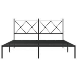 Berkfield Home Metal Bed Frame without Mattress with Headboard Black 160x200cm - Size: 160x200 cm - thumbnail 4